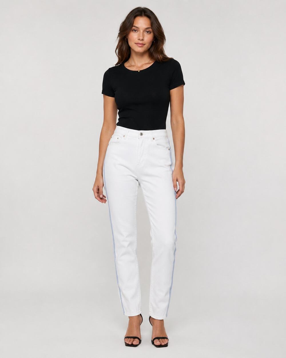 Tommy Hilfiger Tribeca Ankle Jeans Women’s 8 White Blue Side Stripe